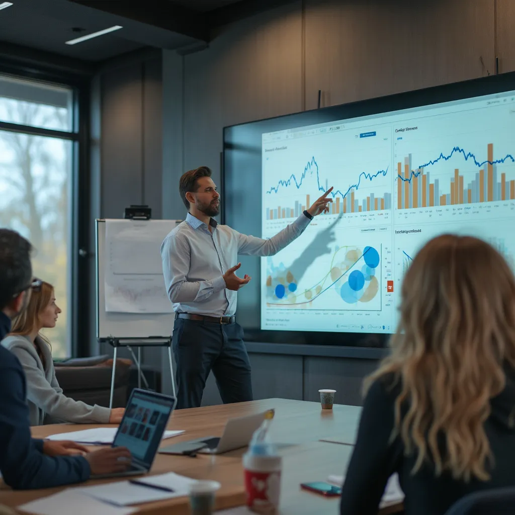 Instructor explaining financial charts